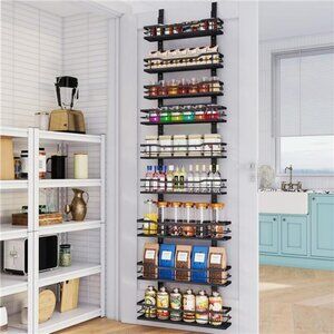 Over The Door Pantry Organizer 9 Tier Adjustable Metal Spice Rack Storage